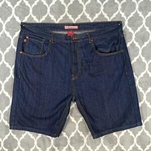 Lowrider Magazine Denim Shorts Men Size 46 Blue Logo Cholo Baggy Classic Car Y2K